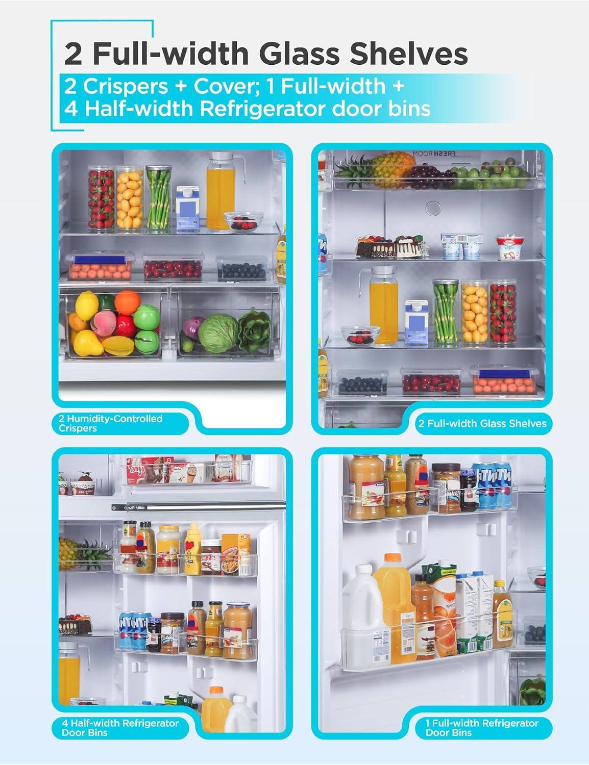 imageBLACKDECKER 201 Cu Ft Top Mount Refrigerator with Freezer 2 Door Refrigerator with Top Freezer and Adjustable Temperature Control Full Size Kitchen Refrigerator BR2010JB BlackStainless Steel Look