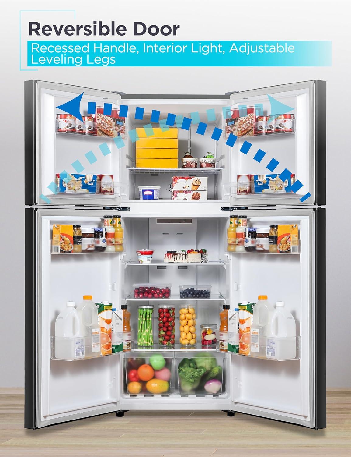 imageBLACKDECKER 201 Cu Ft Top Mount Refrigerator with Freezer 2 Door Refrigerator with Top Freezer and Adjustable Temperature Control Full Size Kitchen Refrigerator BR2010JB BlackBlack