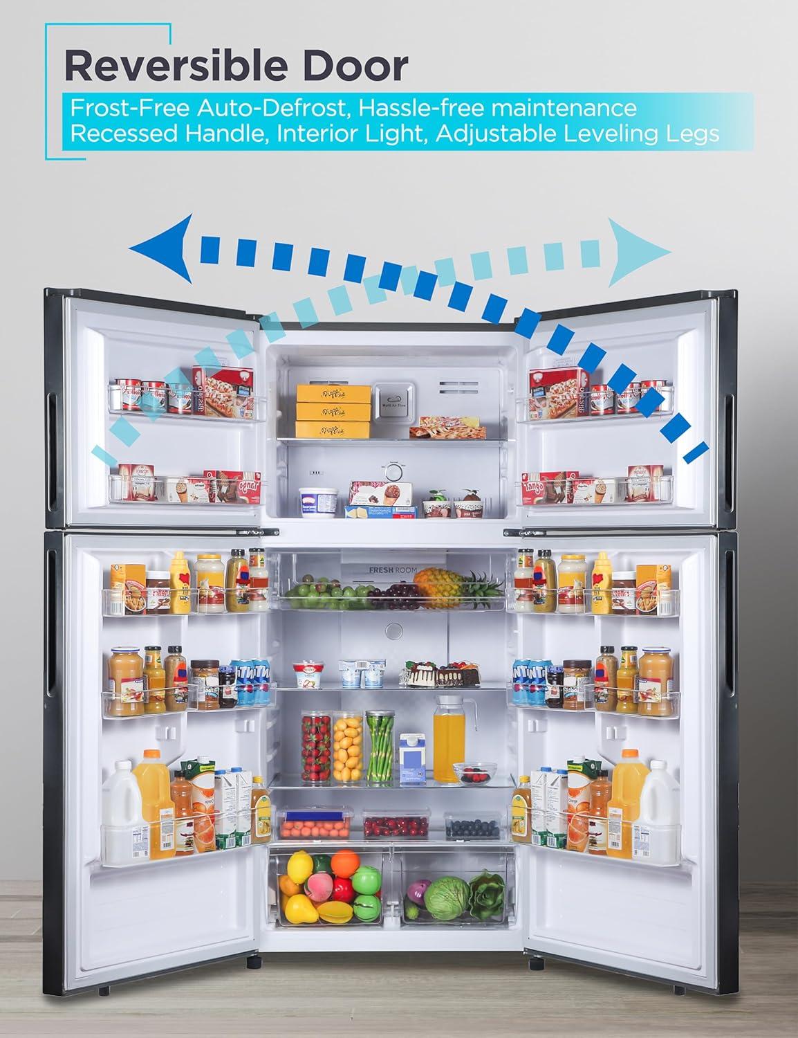 imageBLACKDECKER 201 Cu Ft Top Mount Refrigerator with Freezer 2 Door Refrigerator with Top Freezer and Adjustable Temperature Control Full Size Kitchen Refrigerator BR2010JB BlackBlack
