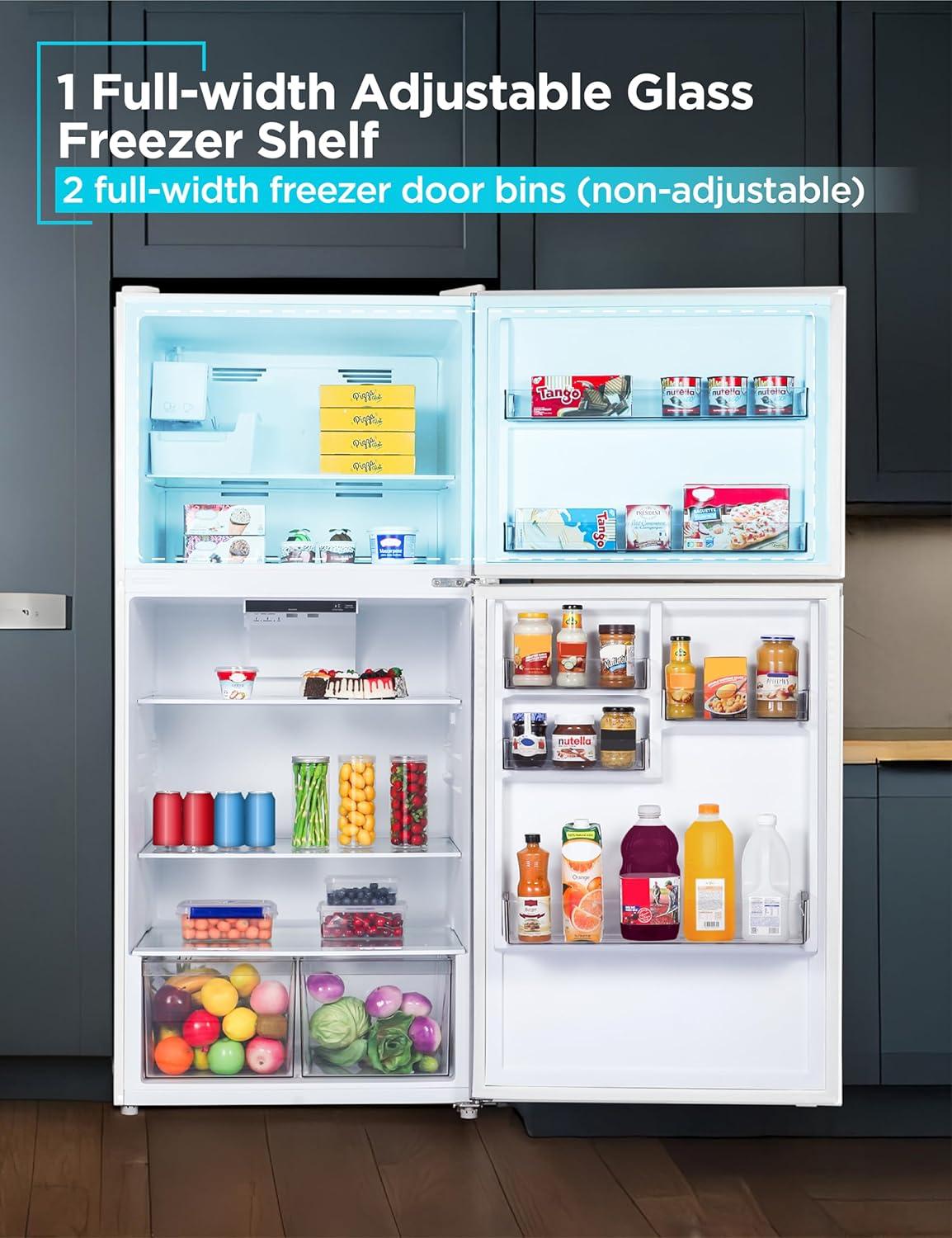 imageBLACKDECKER 201 Cu Ft Top Mount Refrigerator with Freezer 2 Door Refrigerator with Top Freezer and Adjustable Temperature Control Full Size Kitchen Refrigerator BR2010JB BlackWhite