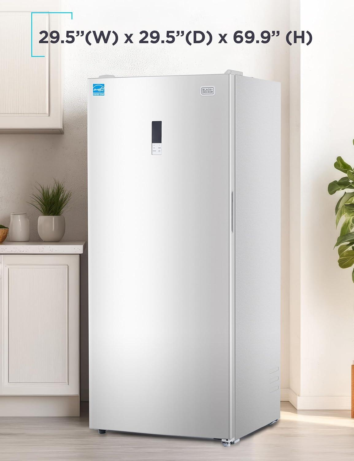 imageBLACKDECKER 201 Cu Ft Top Mount Refrigerator with Freezer 2 Door Refrigerator with Top Freezer and Adjustable Temperature Control Full Size Kitchen Refrigerator BR2010JB BlackWhite