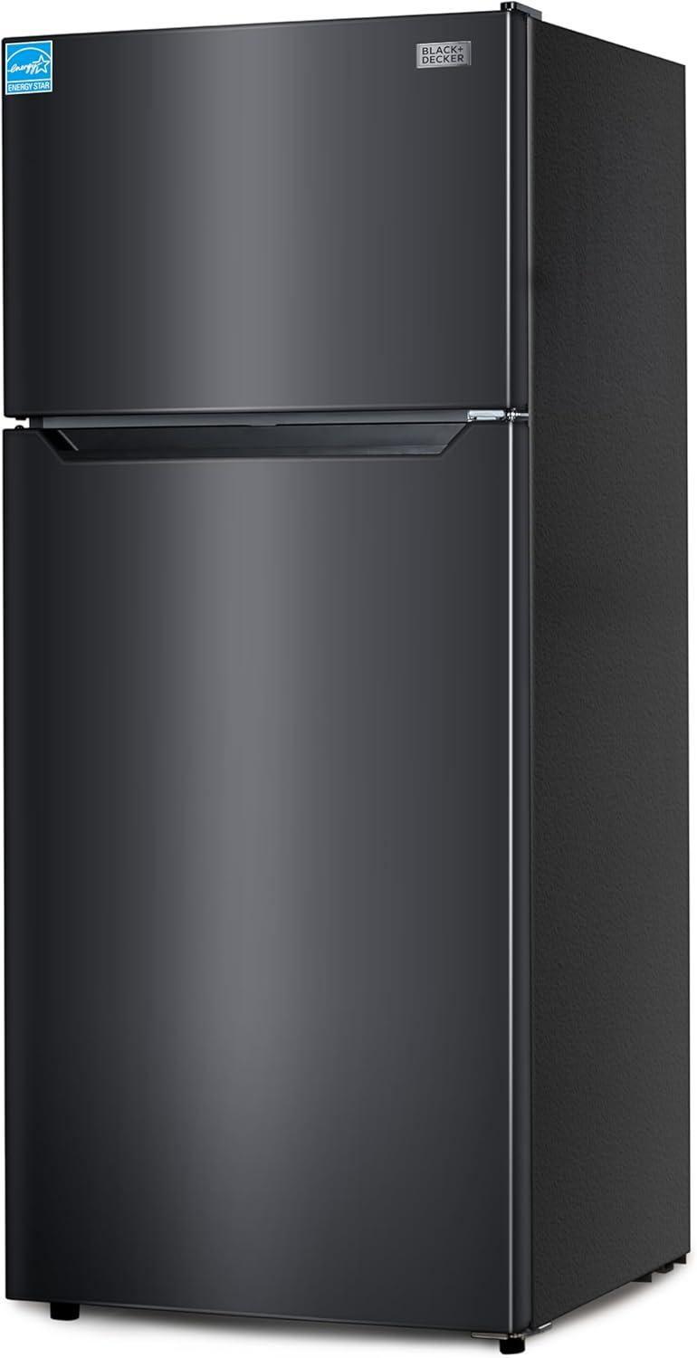 imageBLACKDECKER 201 Cu Ft Top Mount Refrigerator with Freezer 2 Door Refrigerator with Top Freezer and Adjustable Temperature Control Full Size Kitchen Refrigerator BR2010JB BlackBlack