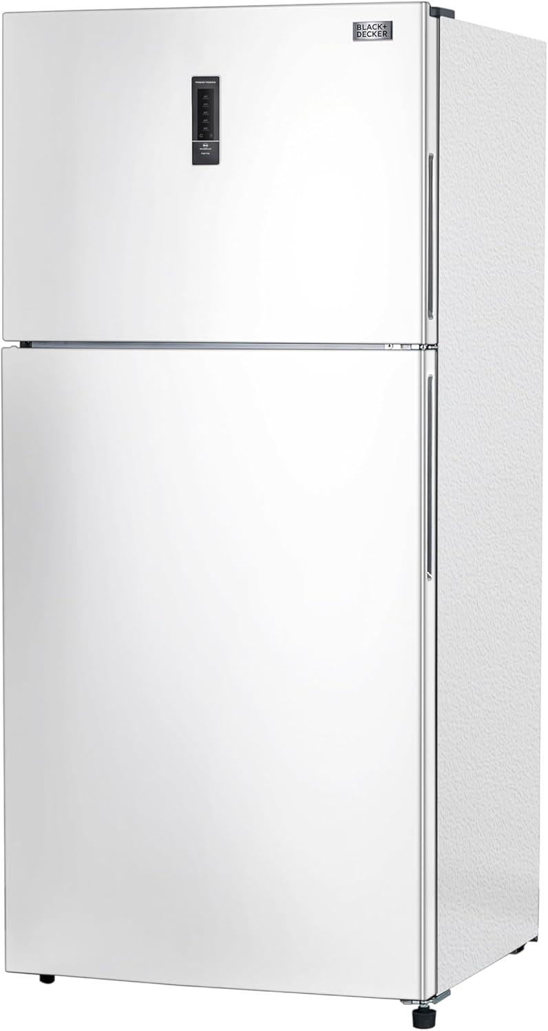imageBLACKDECKER 201 Cu Ft Top Mount Refrigerator with Freezer 2 Door Refrigerator with Top Freezer and Adjustable Temperature Control Full Size Kitchen Refrigerator BR2010JB BlackWhite