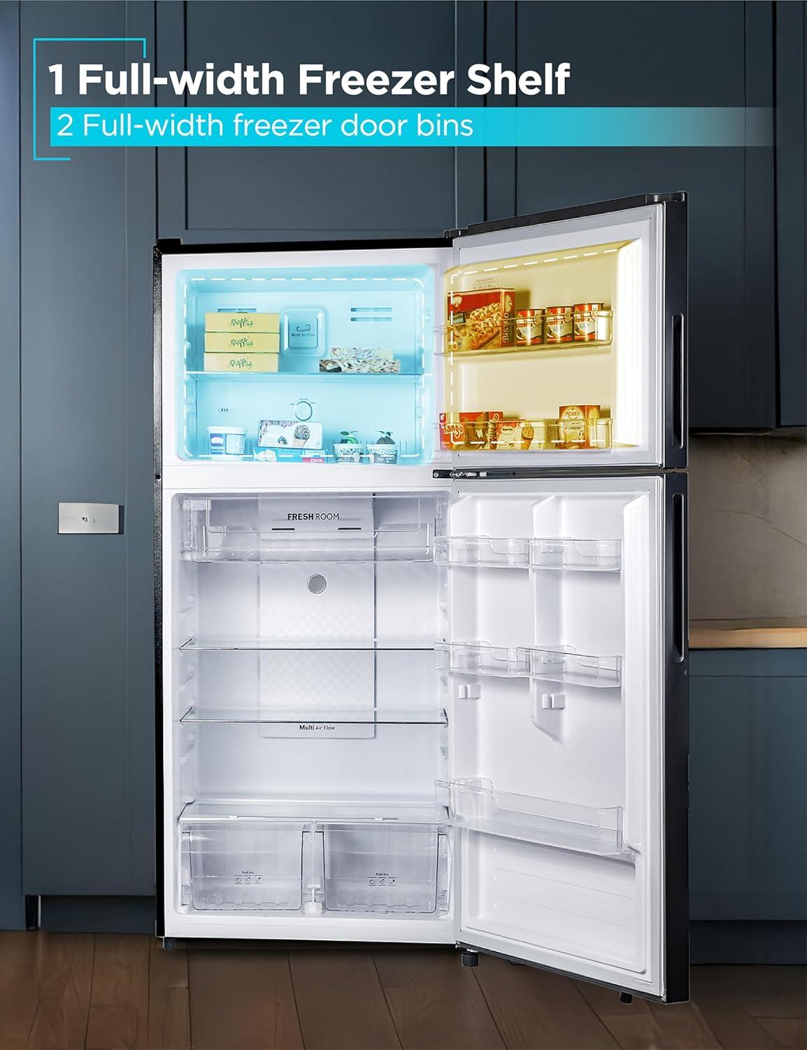 imageBLACKDECKER 201 Cu Ft Top Mount Refrigerator with Freezer 2 Door Refrigerator with Top Freezer and Adjustable Temperature Control Full Size Kitchen Refrigerator BR2010JB BlackBlack