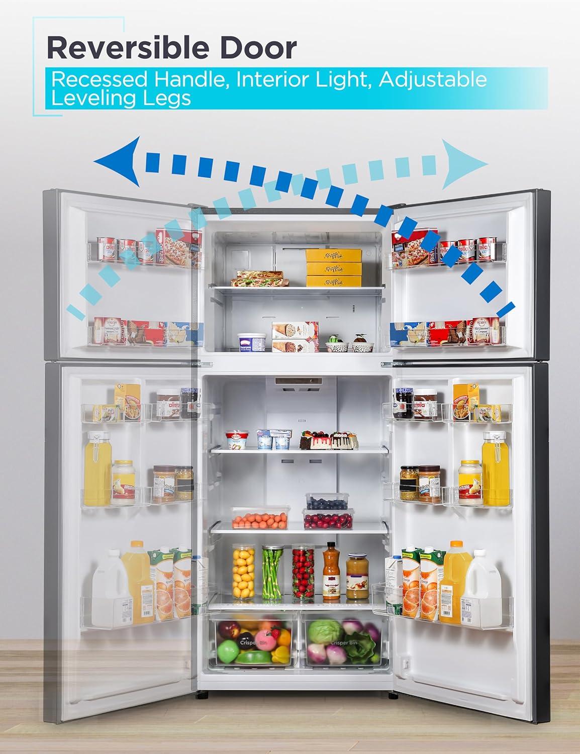 imageBLACKDECKER 201 Cu Ft Top Mount Refrigerator with Freezer 2 Door Refrigerator with Top Freezer and Adjustable Temperature Control Full Size Kitchen Refrigerator BR2010JB BlackBlack
