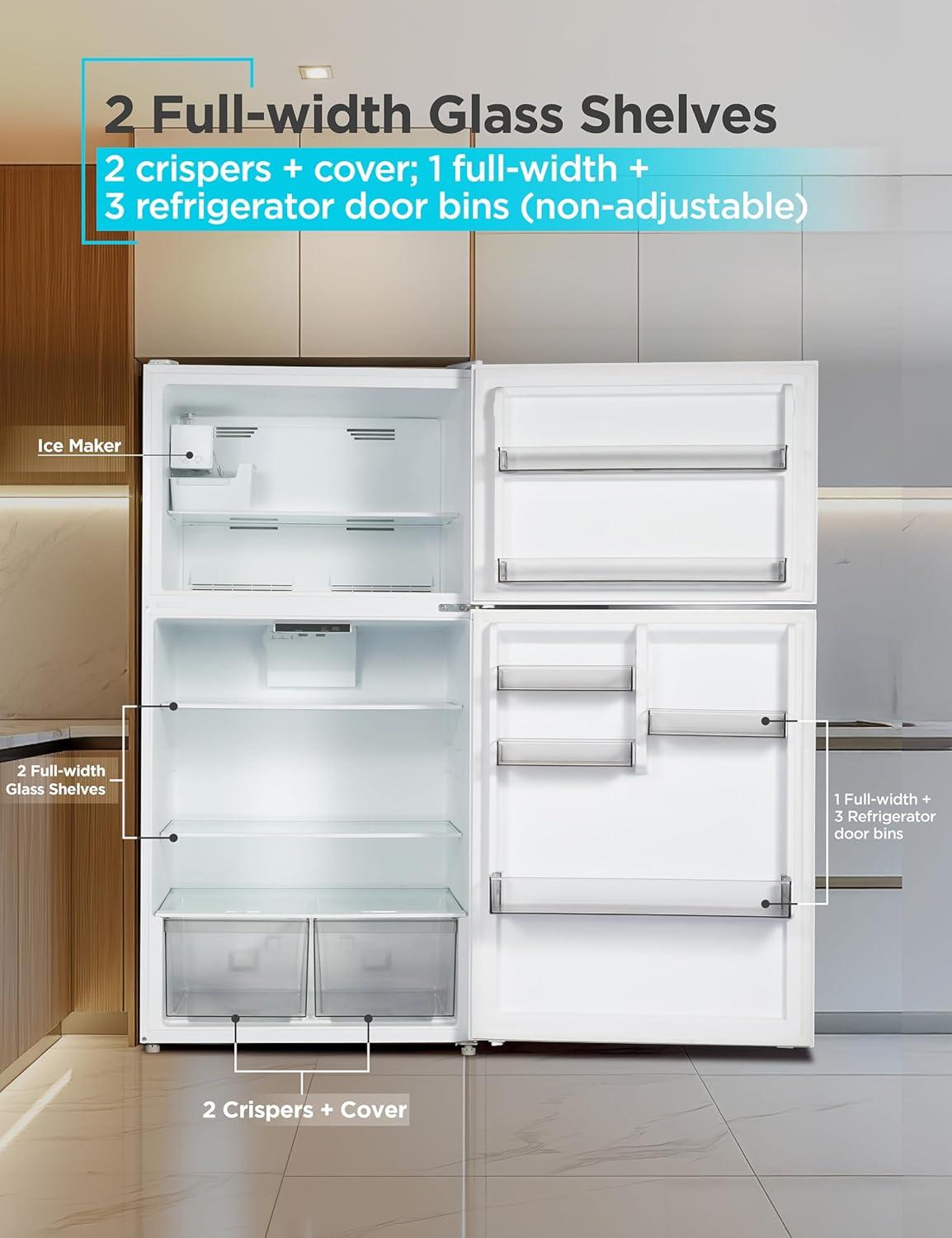 imageBLACKDECKER 201 Cu Ft Top Mount Refrigerator with Freezer 2 Door Refrigerator with Top Freezer and Adjustable Temperature Control Full Size Kitchen Refrigerator BR2010JB BlackWhite