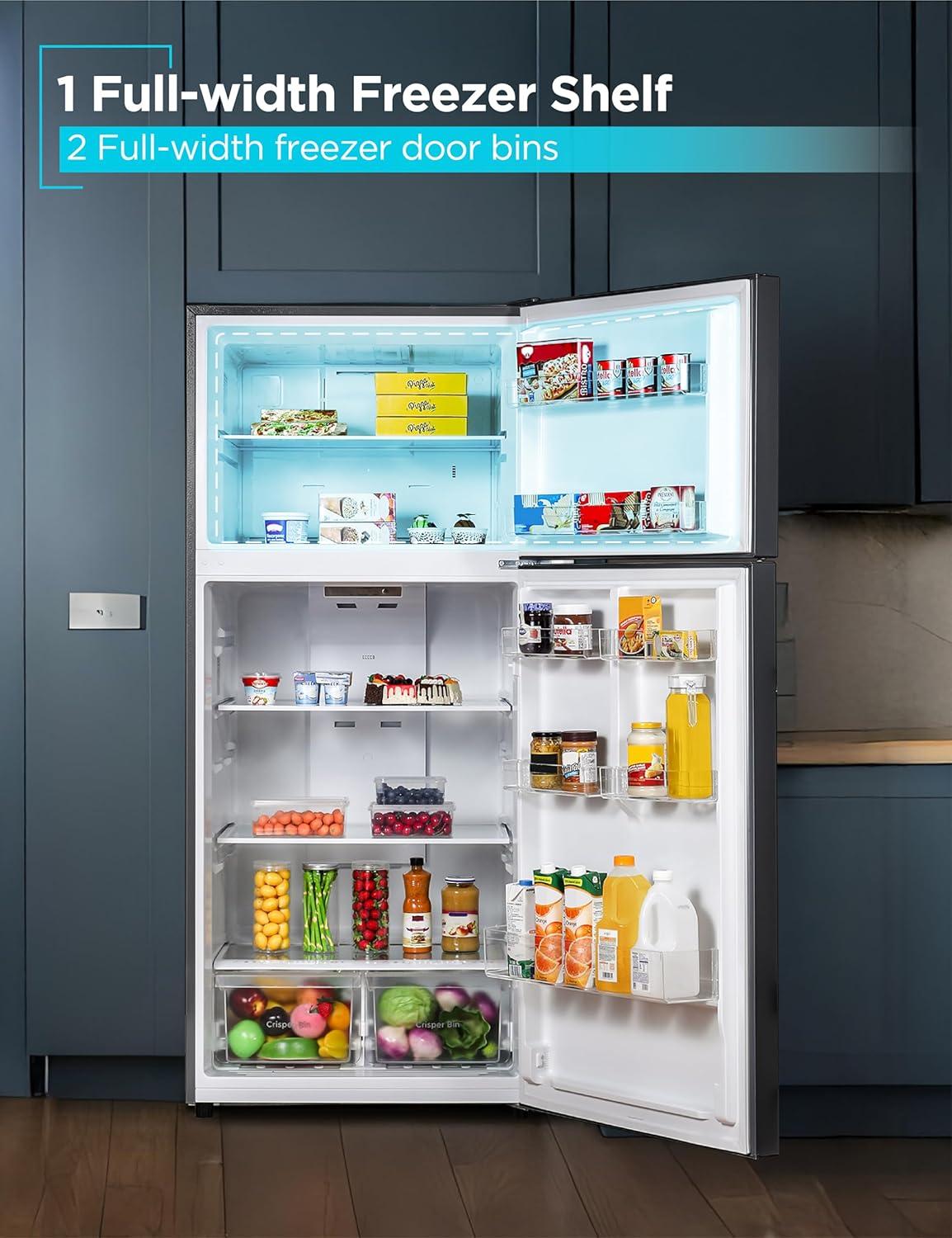 imageBLACKDECKER 201 Cu Ft Top Mount Refrigerator with Freezer 2 Door Refrigerator with Top Freezer and Adjustable Temperature Control Full Size Kitchen Refrigerator BR2010JB BlackBlack