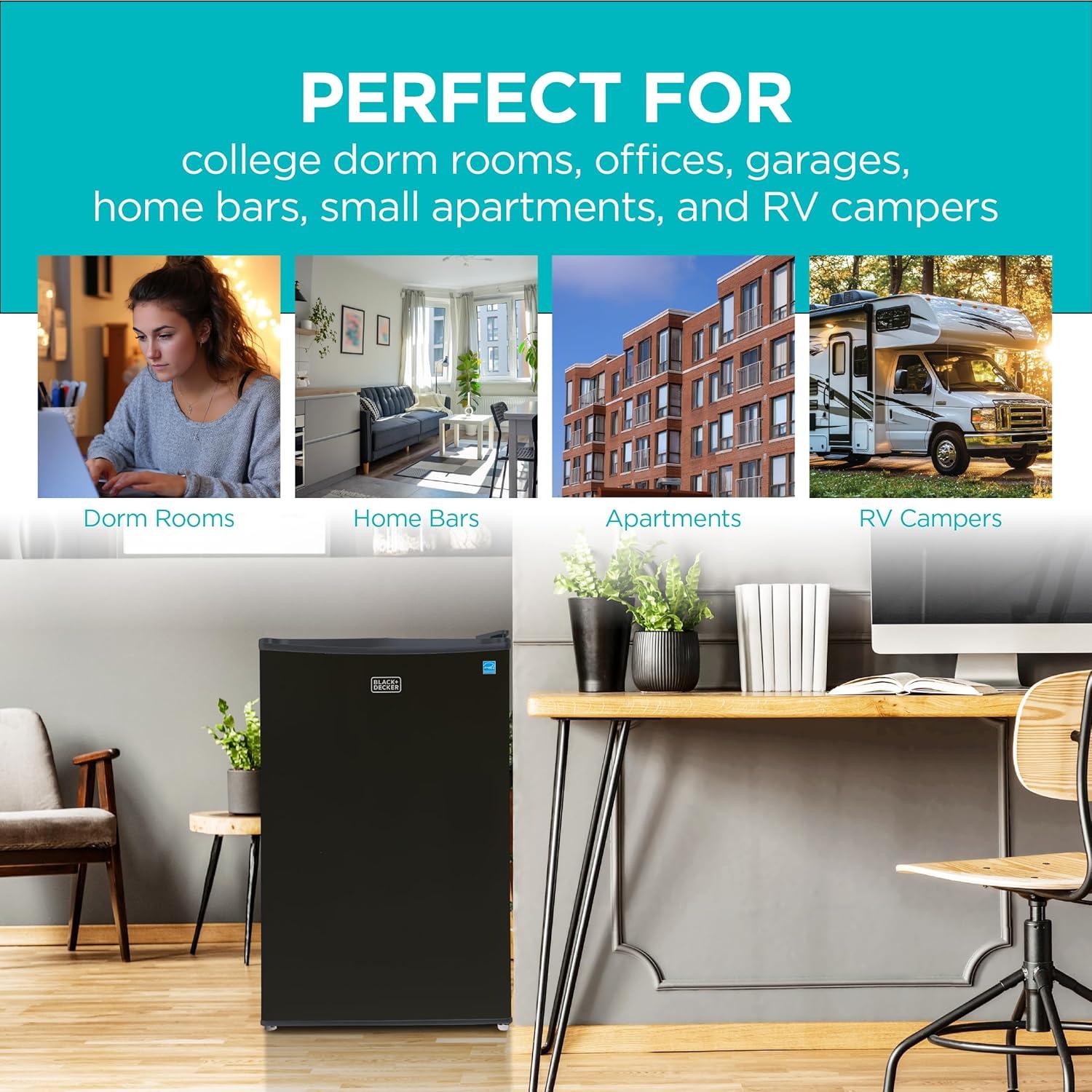 imageBLACKDECKER 201 Cu Ft Top Mount Refrigerator with Freezer 2 Door Refrigerator with Top Freezer and Adjustable Temperature Control Full Size Kitchen Refrigerator BR2010JB BlackBlack