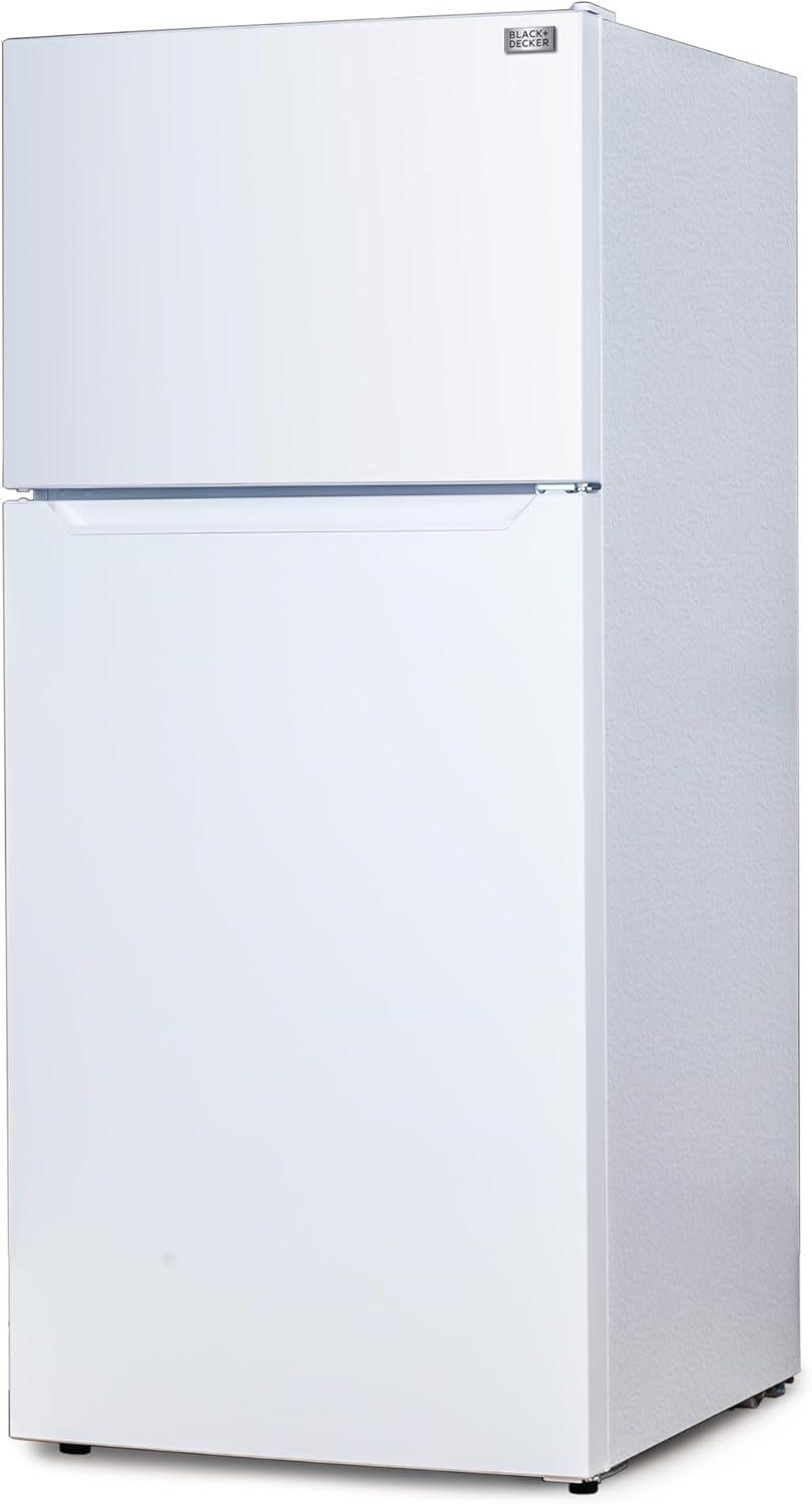 imageBLACKDECKER 201 Cu Ft Top Mount Refrigerator with Freezer 2 Door Refrigerator with Top Freezer and Adjustable Temperature Control Full Size Kitchen Refrigerator BR2010JB BlackWhite
