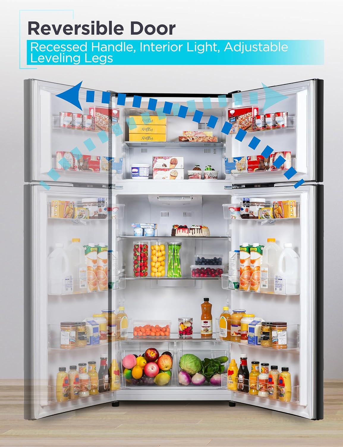 imageBLACKDECKER 201 Cu Ft Top Mount Refrigerator with Freezer 2 Door Refrigerator with Top Freezer and Adjustable Temperature Control Full Size Kitchen Refrigerator BR2010JB BlackBlack