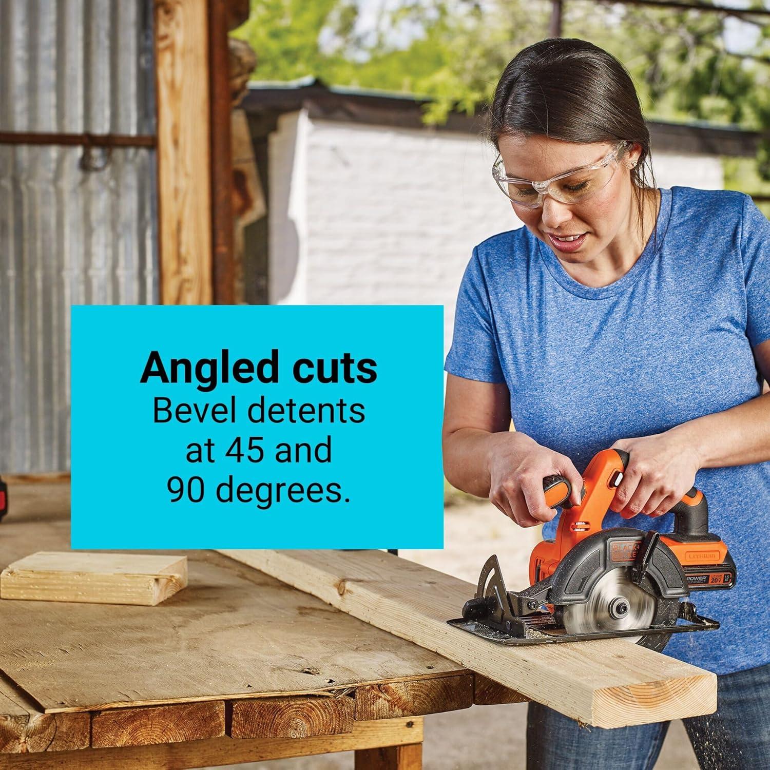 imageBLACKDECKER 20V 512 Cordless Circular Saw Bare Tool Only BDCCS20BCircular Saw Only