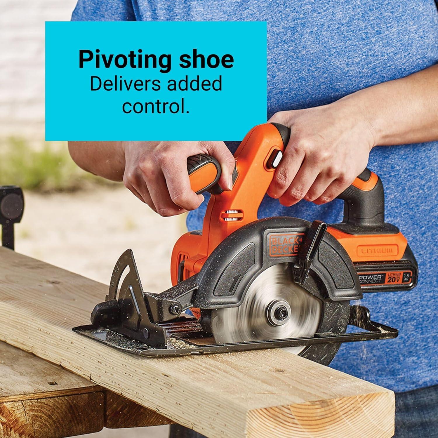 imageBLACKDECKER 20V 512 Cordless Circular Saw Bare Tool Only BDCCS20BCircular Saw Only