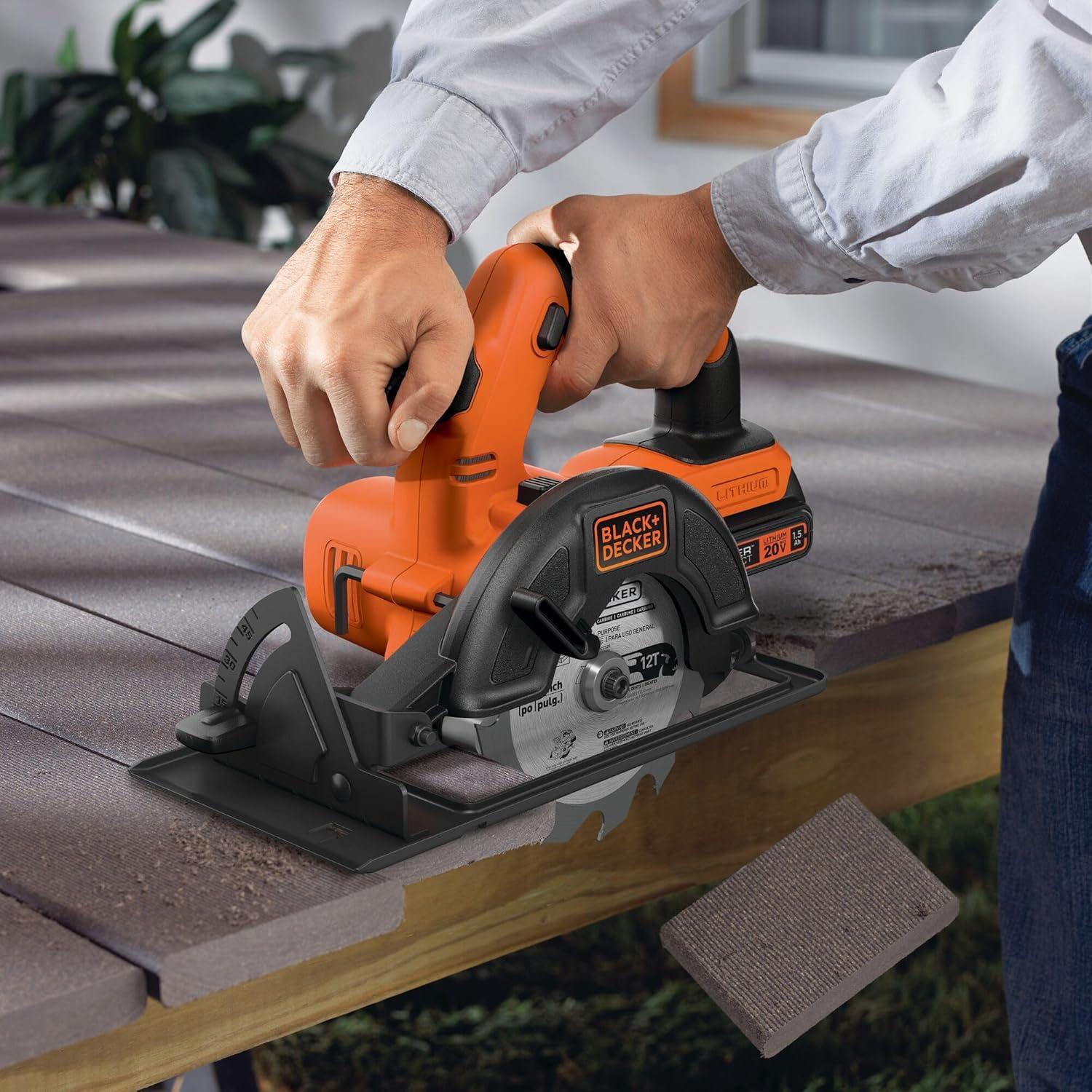 imageBLACKDECKER 20V 512 Cordless Circular Saw Bare Tool Only BDCCS20BCircular Saw Only