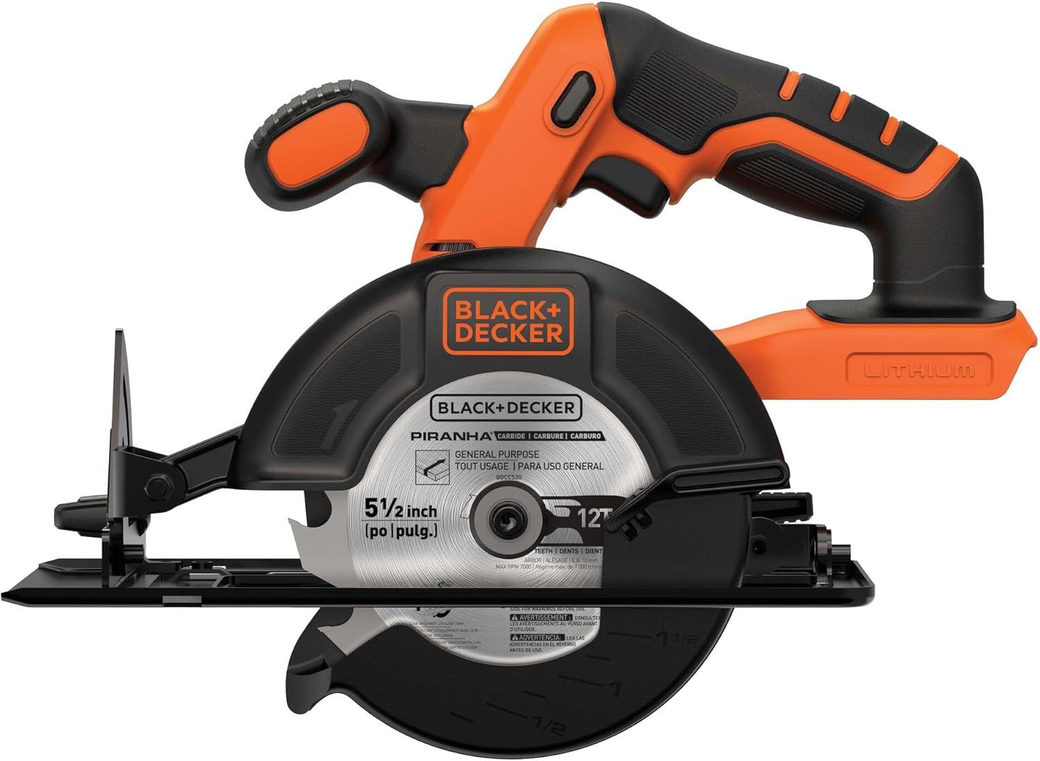 imageBLACKDECKER 20V 512 Cordless Circular Saw Bare Tool Only BDCCS20BCircular Saw Only
