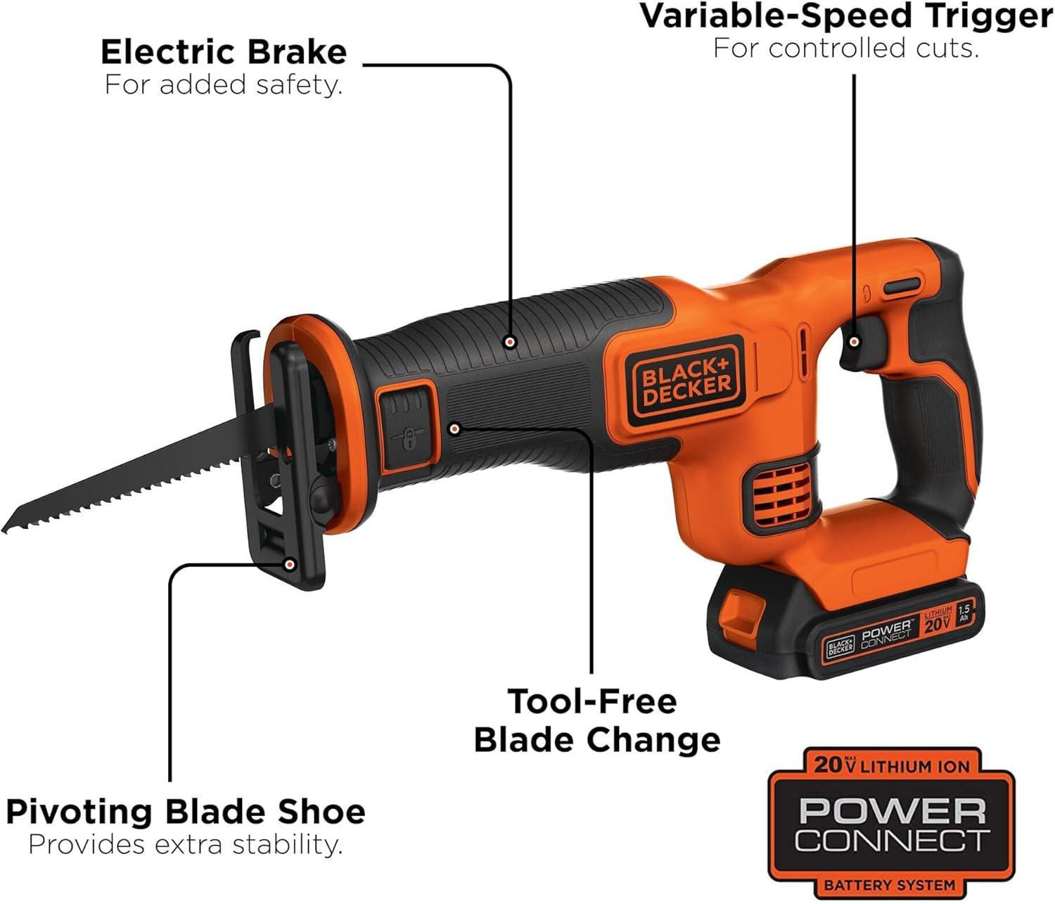 imageBLACKDECKER 20V MAX Cordless Reciprocating Saw Kit BDCR20CReciprocating Saw Kit