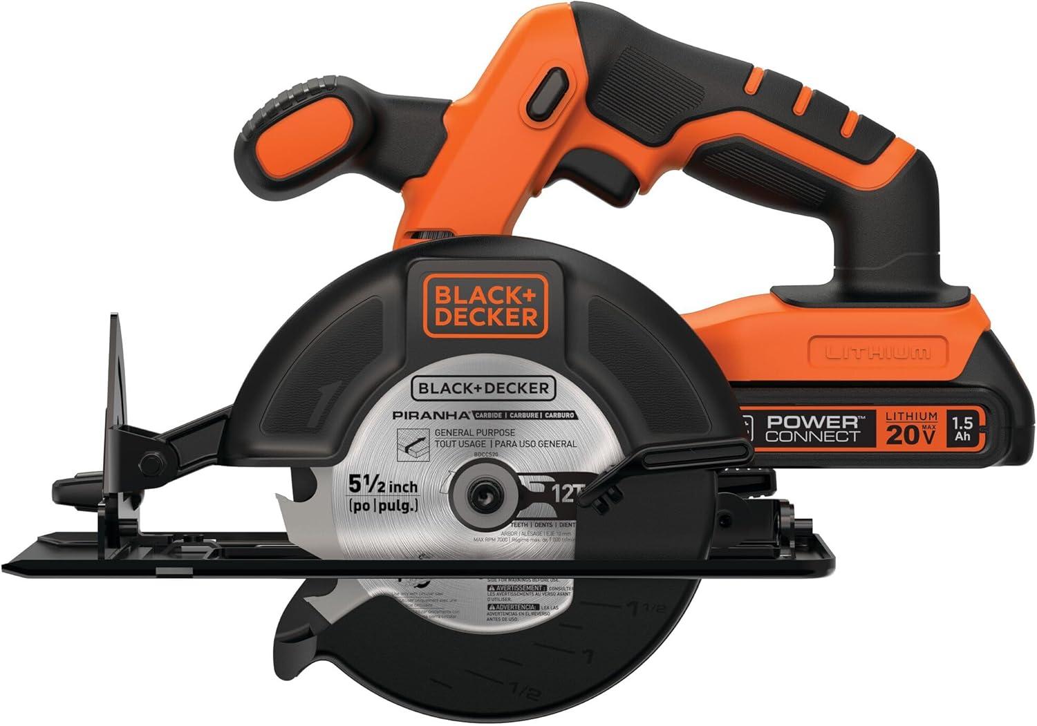 imageBLACKDECKER 20V MAX POWERCONNECT 512 in Cordless Circular Saw with Battery and Charger BDCCS20CCircular Saw