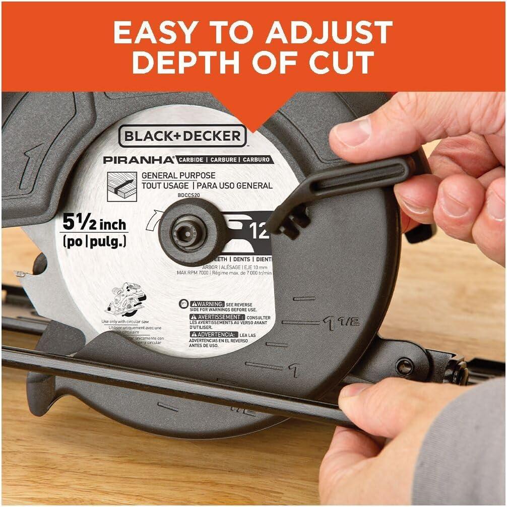 imageBLACKDECKER 20V MAX POWERCONNECT 512 in Cordless Circular Saw with Battery and Charger BDCCS20CCircular Saw
