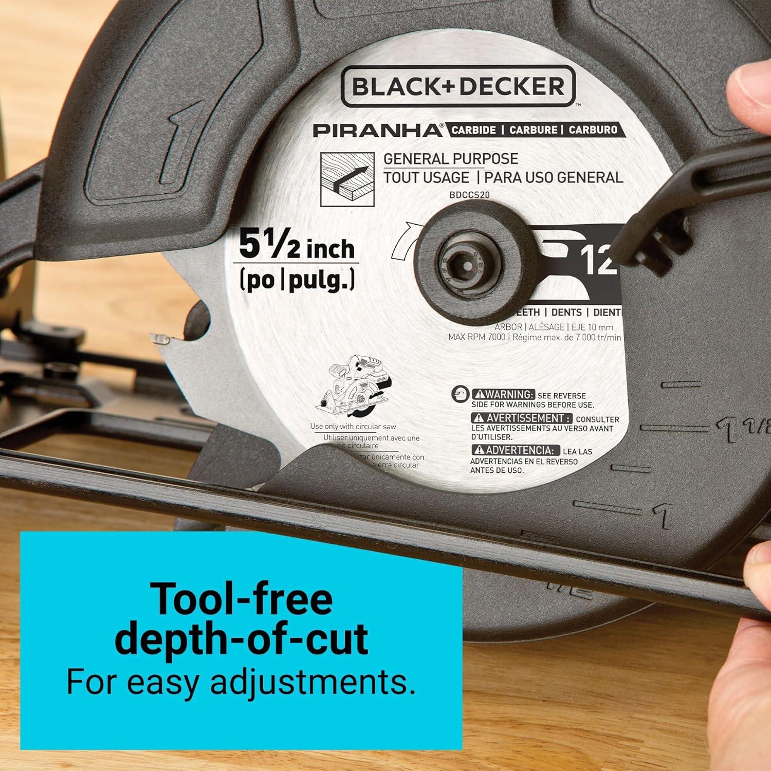imageBLACKDECKER 20V MAX POWERCONNECT 512 in Cordless Circular Saw with Battery and Charger BDCCS20CCircular Saw