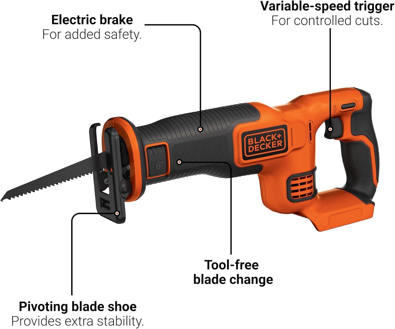 imageBLACKDECKER 20V MAX POWERCONNECT 78 in Cordless Reciprocating Saw BDCR20BReciprocating Saw tool only