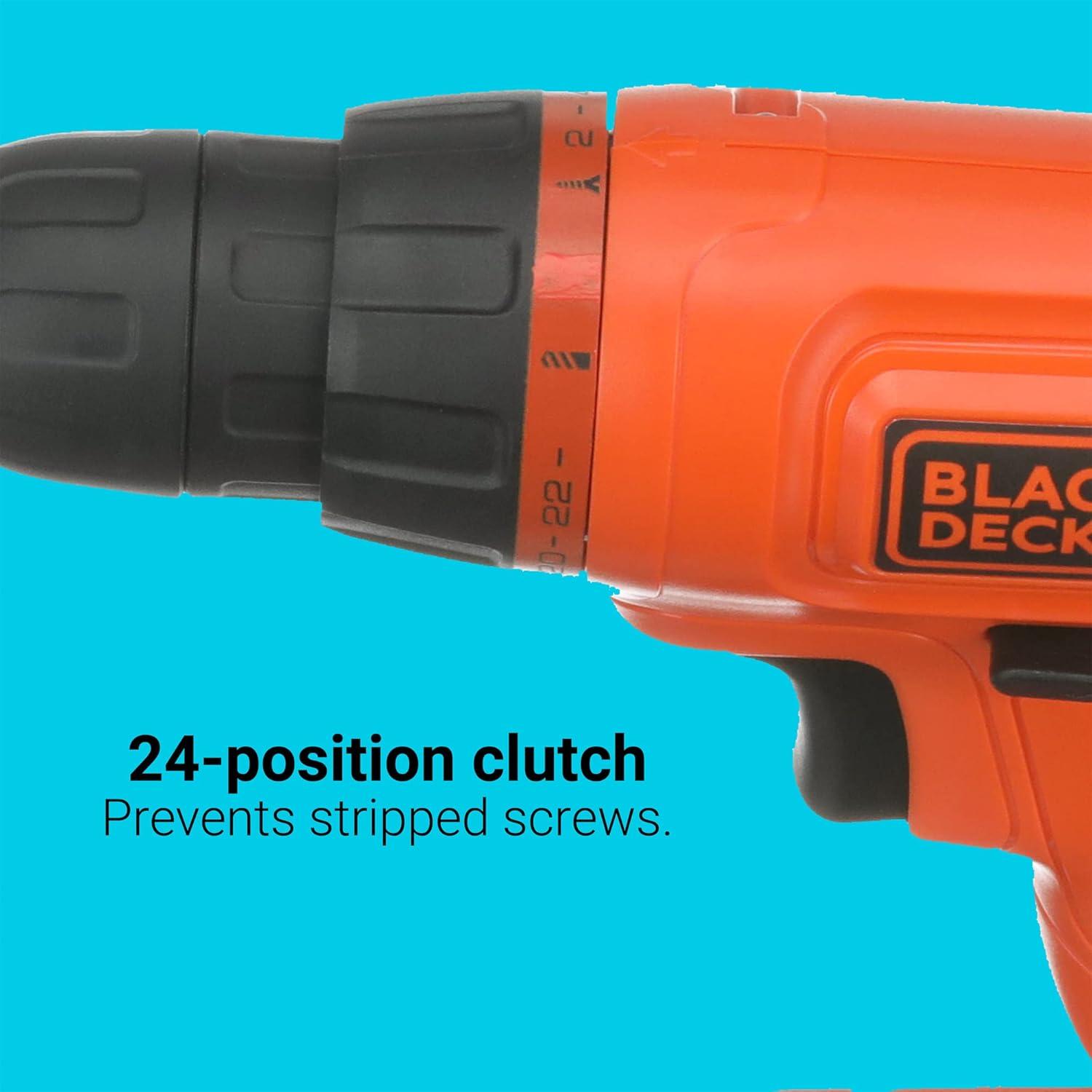 imageBLACKDECKER 20V MAX POWERCONNECT Cordless Drill Driver Kit with Drill Bit Set and Sockets 100 pc Tool Kit for Home Battery and Charger Included Orange BDC120VA100Drill Project Kit