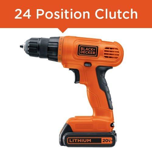 imageBLACKDECKER 20V MAX POWERCONNECT Cordless Drill Driver Kit with Drill Bit Set and Sockets 100 pc Tool Kit for Home Battery and Charger Included Orange BDC120VA100Drill Project Kit