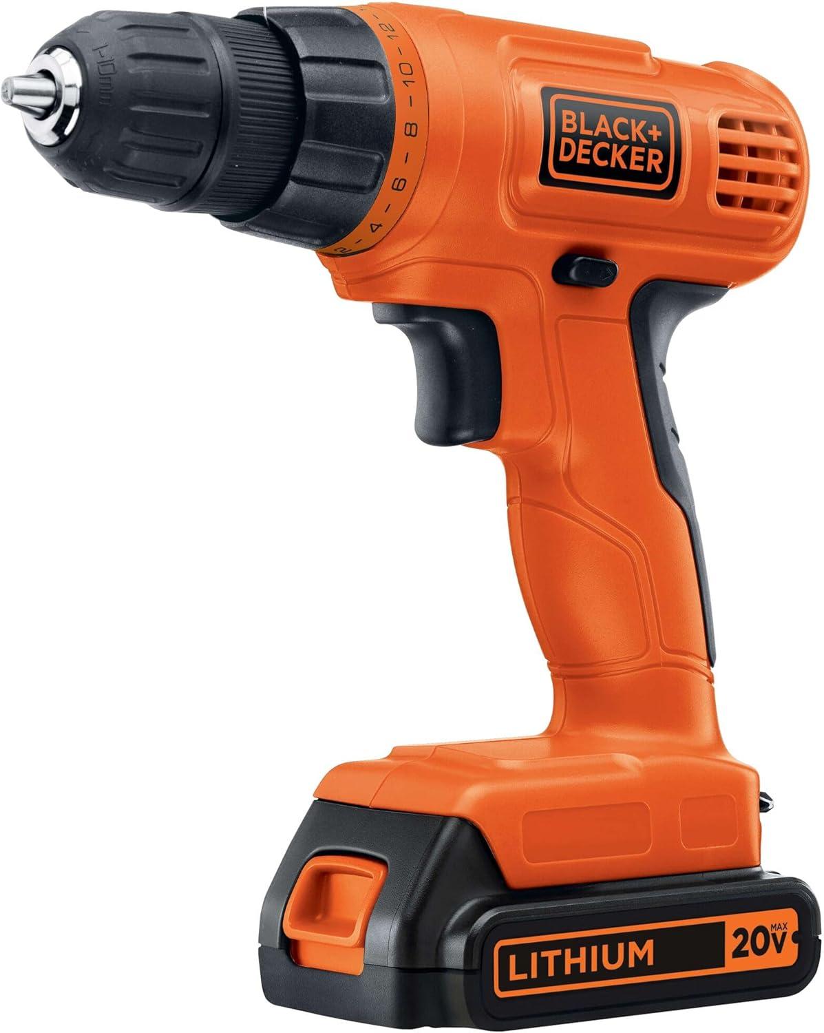 imageBLACKDECKER 20V MAX POWERCONNECT Power Drill Cordless Drill Driver Electric Screwdriver with 30 Piece Bit Set Battery and Charger Included LD120VA