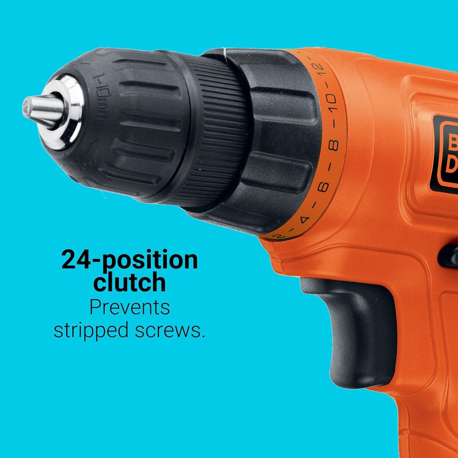 imageBLACKDECKER 20V MAX POWERCONNECT Power Drill Cordless Drill Driver Electric Screwdriver with 30 Piece Bit Set Battery and Charger Included LD120VA