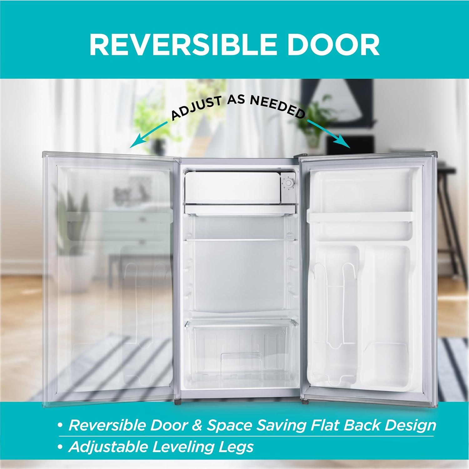 imageBLACKDECKER 25 Cu Ft Compact Refrigerator ENERGY STAR Certified Single Door Mini Fridge with Chiller Compartment Personal Fridge for Home or Dorm Room R600a Refrigerant BCRK25VStainless LookSilver