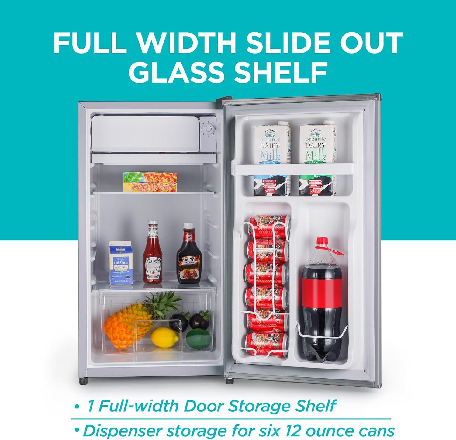 imageBLACKDECKER 25 Cu Ft Compact Refrigerator ENERGY STAR Certified Single Door Mini Fridge with Chiller Compartment Personal Fridge for Home or Dorm Room R600a Refrigerant BCRK25VStainless LookSilver