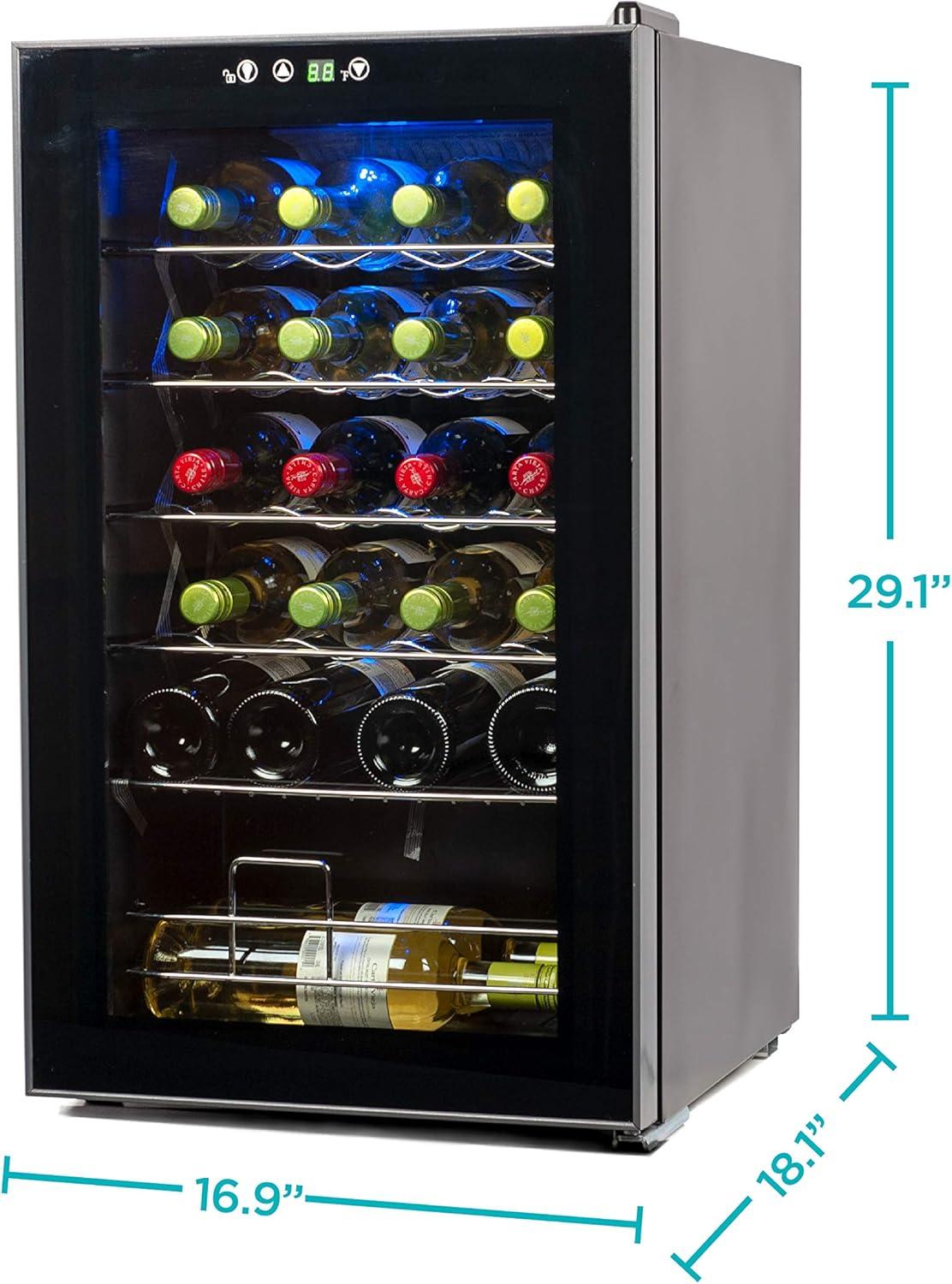 imageBLACKDECKER 26 Bottle Wine Fridge with Interior Light and Mechanical Temperature Control Compressor Cooling Wine Cooler Refrigerator with 4 Wine Racks and 1 Flat Shelf Wine Bottle Chiller24 Bottles