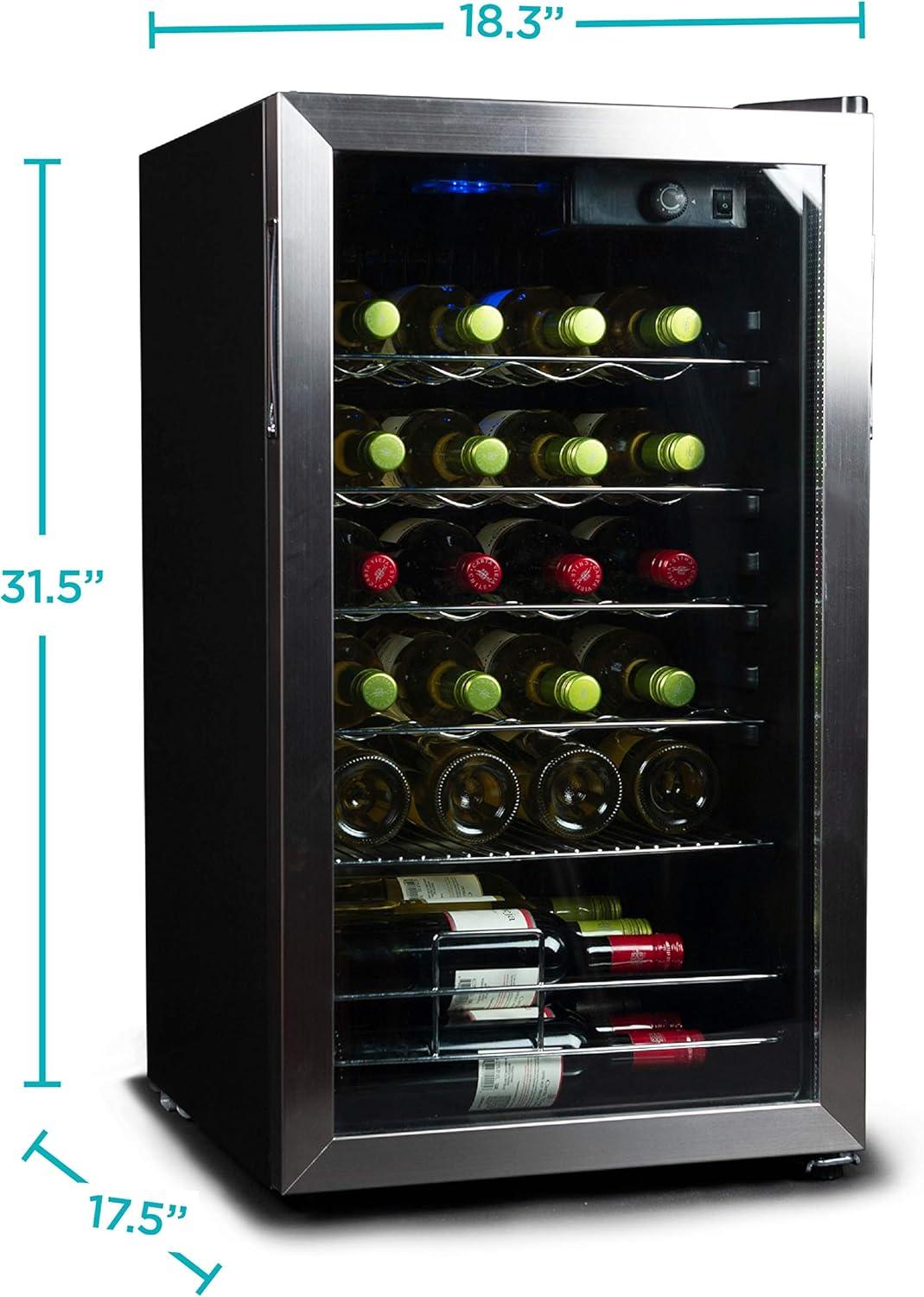 imageBLACKDECKER 26 Bottle Wine Fridge with Interior Light and Mechanical Temperature Control Compressor Cooling Wine Cooler Refrigerator with 4 Wine Racks and 1 Flat Shelf Wine Bottle Chiller26 Bottles