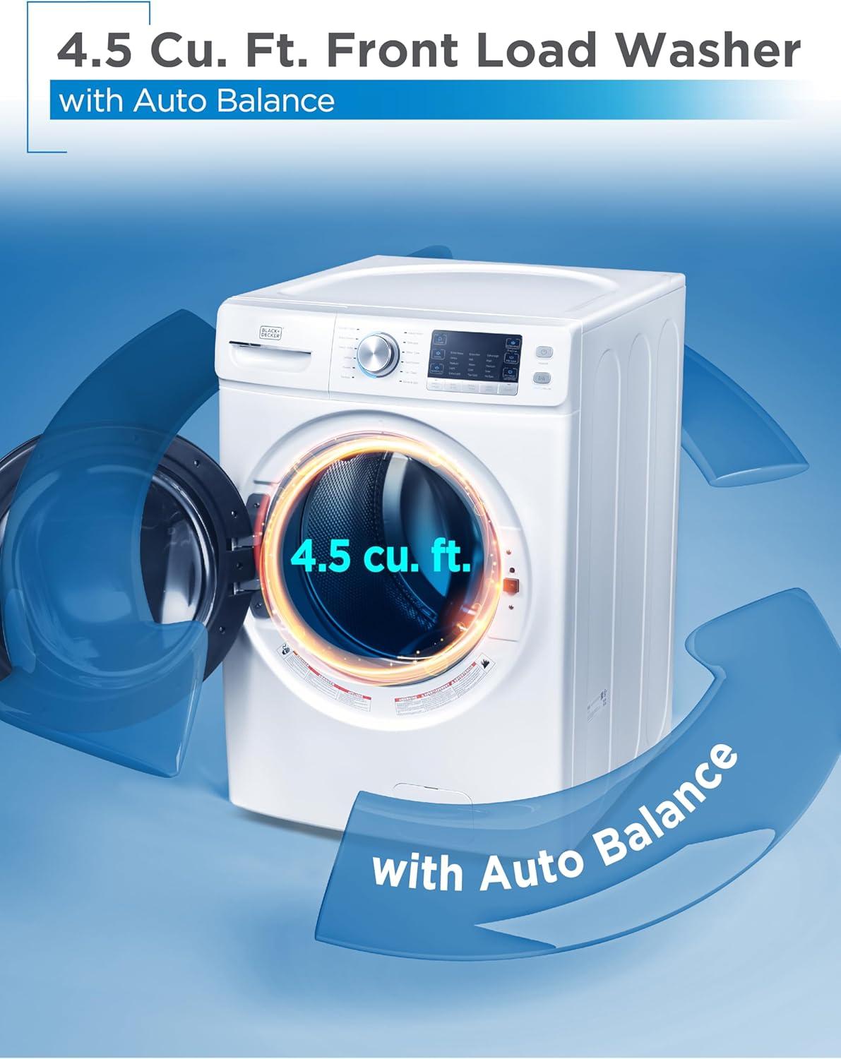 imageBLACKDECKER 30 Cu Ft Portable Washer 265 lb Capacity Washing Machine 6 Cycles Quick Connect Sink Adapter and Drain Hose Included Transparent Lid amp LED Display BPW30MW White45 Cu Ft