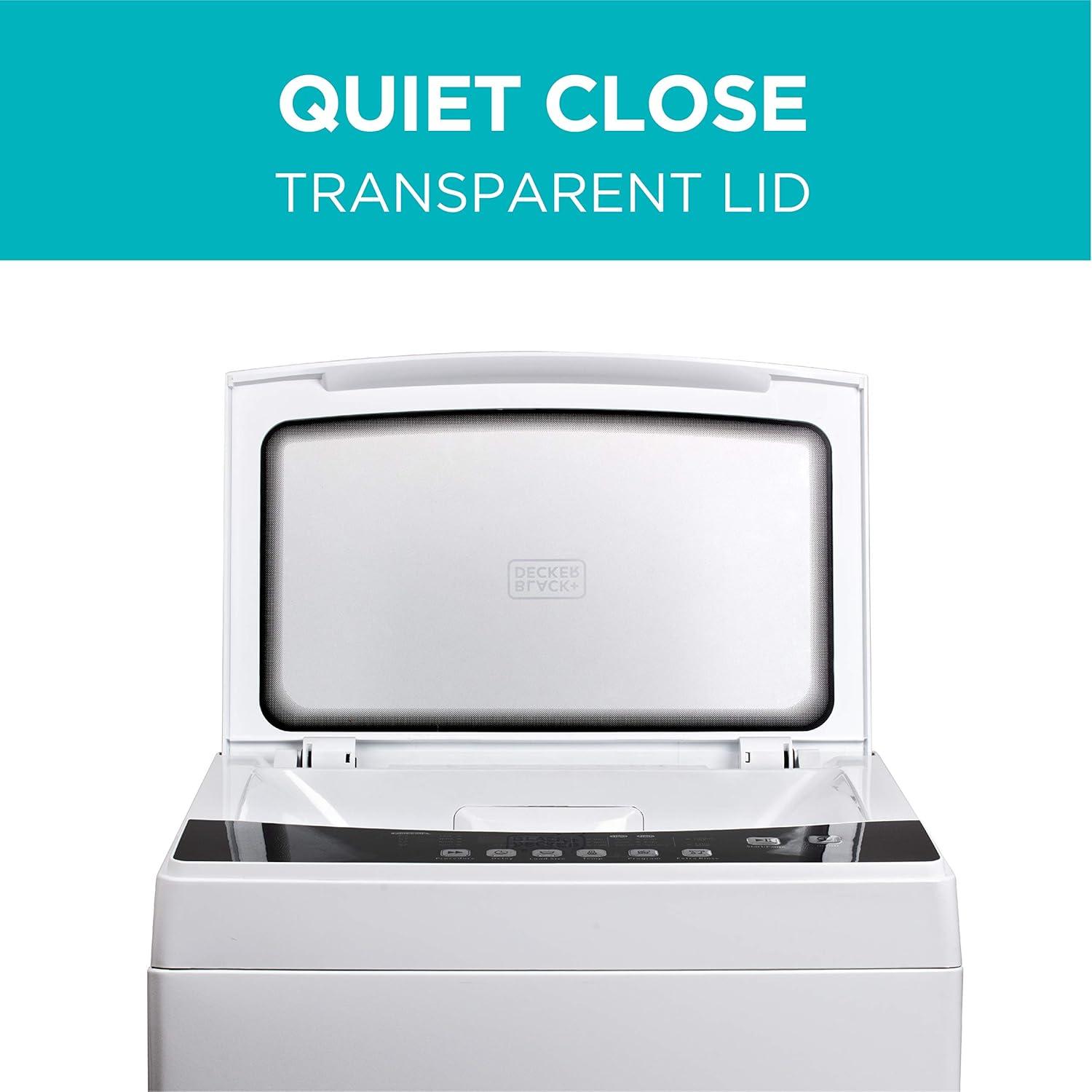 imageBLACKDECKER 30 Cu Ft Portable Washer 265 lb Capacity Washing Machine 6 Cycles Quick Connect Sink Adapter and Drain Hose Included Transparent Lid amp LED Display BPW30MW White17 Cu Ft