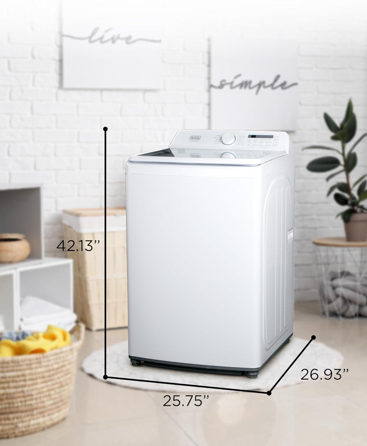 imageBLACKDECKER 30 Cu Ft Portable Washer 265 lb Capacity Washing Machine 6 Cycles Quick Connect Sink Adapter and Drain Hose Included Transparent Lid amp LED Display BPW30MW White41 Cu Ft