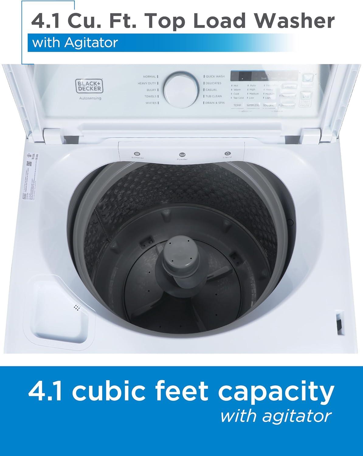 imageBLACKDECKER 30 Cu Ft Portable Washer 265 lb Capacity Washing Machine 6 Cycles Quick Connect Sink Adapter and Drain Hose Included Transparent Lid amp LED Display BPW30MW White41 Cu Ft