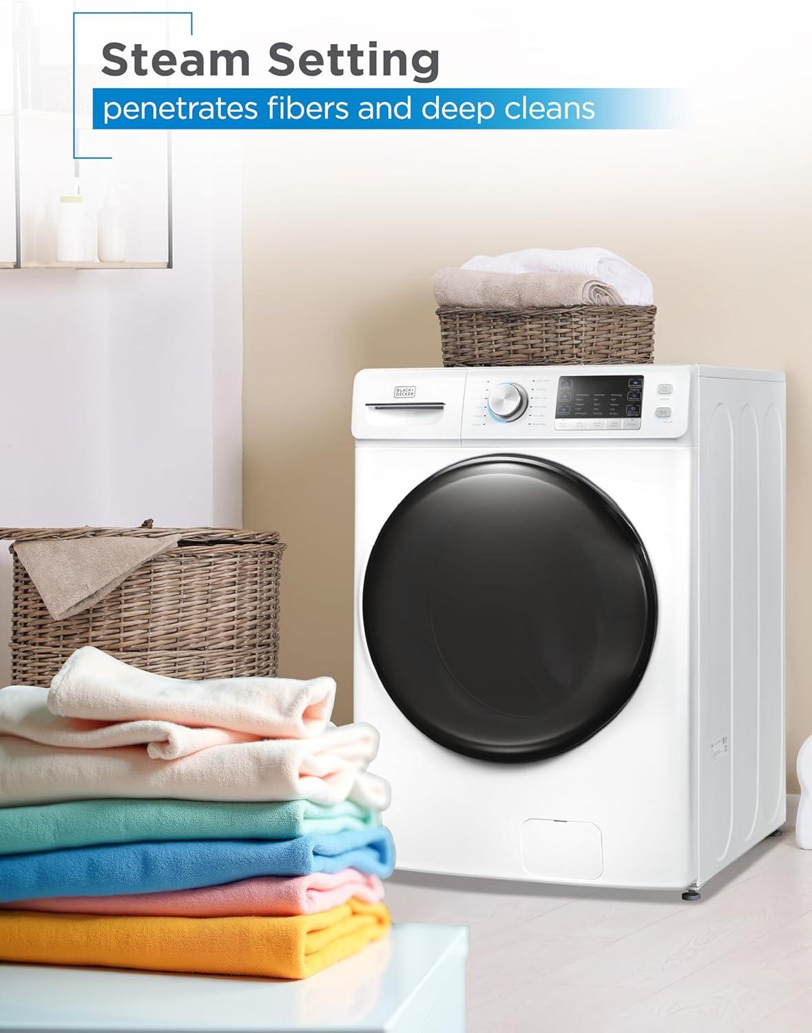 imageBLACKDECKER 30 Cu Ft Portable Washer 265 lb Capacity Washing Machine 6 Cycles Quick Connect Sink Adapter and Drain Hose Included Transparent Lid amp LED Display BPW30MW White45 Cu Ft