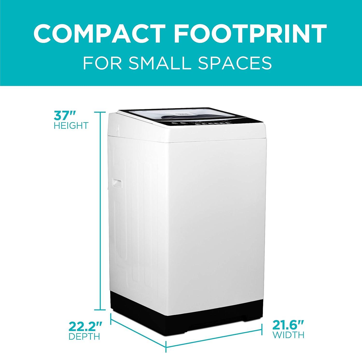 imageBLACKDECKER 30 Cu Ft Portable Washer 265 lb Capacity Washing Machine 6 Cycles Quick Connect Sink Adapter and Drain Hose Included Transparent Lid amp LED Display BPW30MW White20 Cu Ft