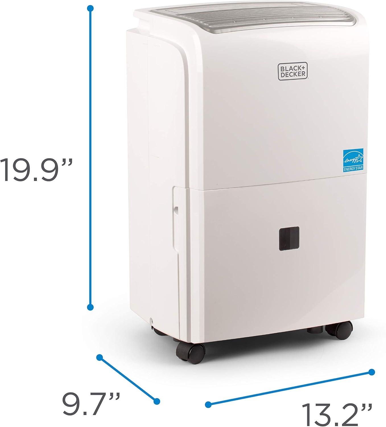imageBLACKDECKER 30Pint Portable Dehumidifier Dehumidifier for Home up to 3000 Sq Ft Coverage For Basement and Medium to Large Spaces Removable Bucket and Drain Hose Included BDT30MTB White