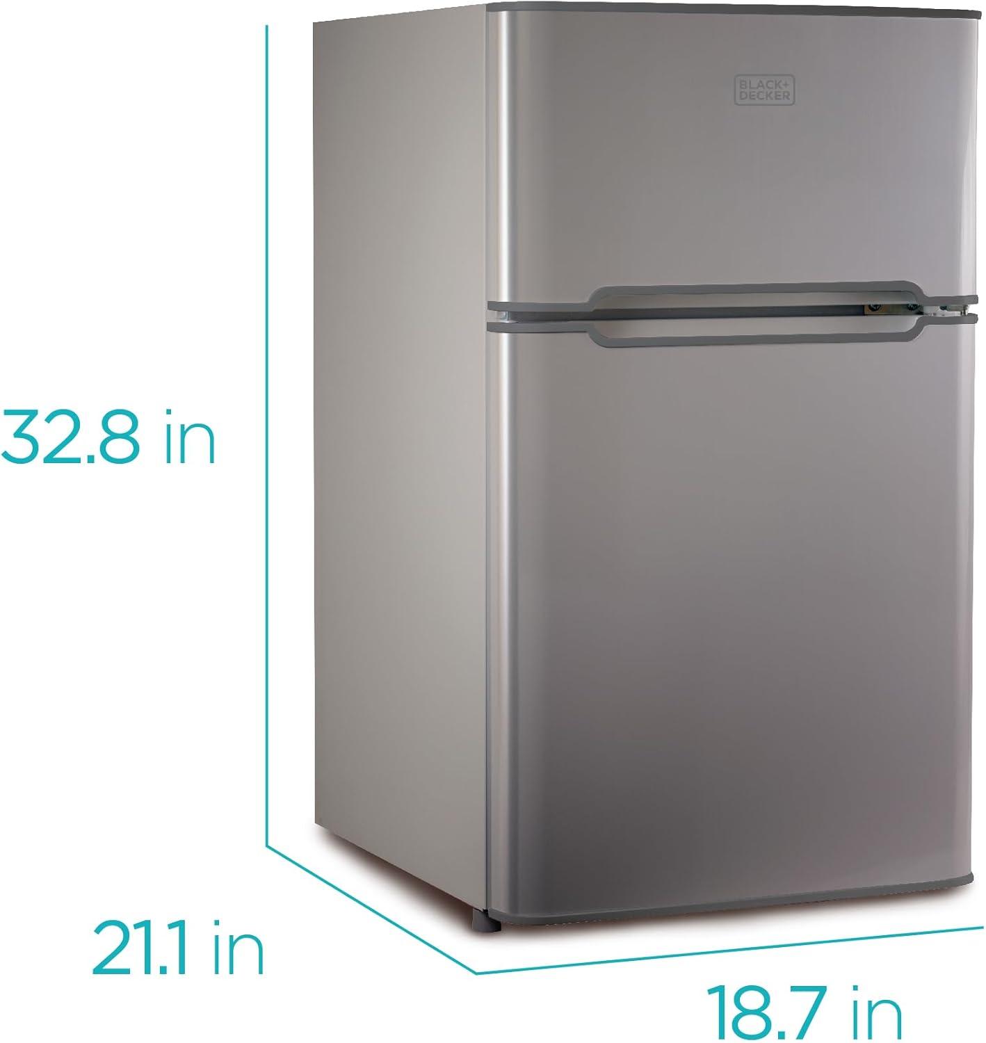 imageBLACKDECKER 31 Cu Ft Compact Two Door Refrigerator with Freezer ENERGY STAR Certified Mini Fridge 09 Cu Ft Freezer Interior Light R600a Refrigerant BCRDK32V VCM Stainless LookVCM