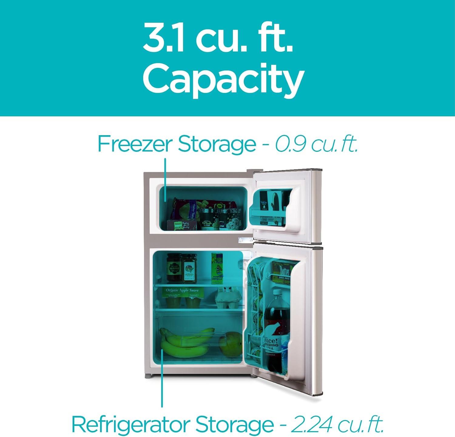 imageBLACKDECKER 31 Cu Ft Compact Two Door Refrigerator with Freezer ENERGY STAR Certified Mini Fridge 09 Cu Ft Freezer Interior Light R600a Refrigerant BCRDK32V VCM Stainless LookVCM