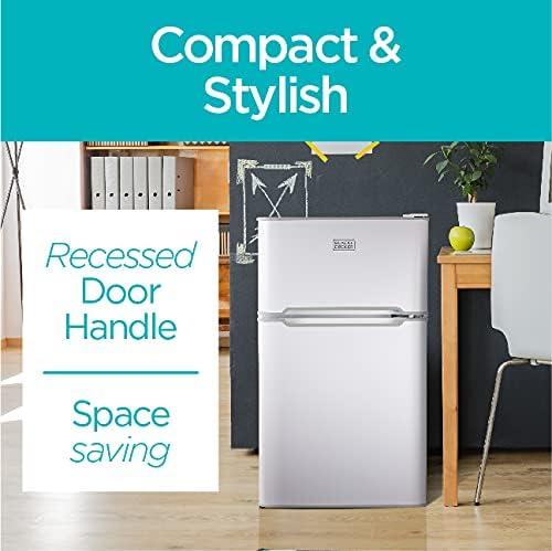 imageBLACKDECKER 31 Cu Ft Compact Two Door Refrigerator with Freezer ENERGY STAR Certified Mini Fridge 09 Cu Ft Freezer Interior Light R600a Refrigerant BCRDK32V VCM Stainless LookWhite