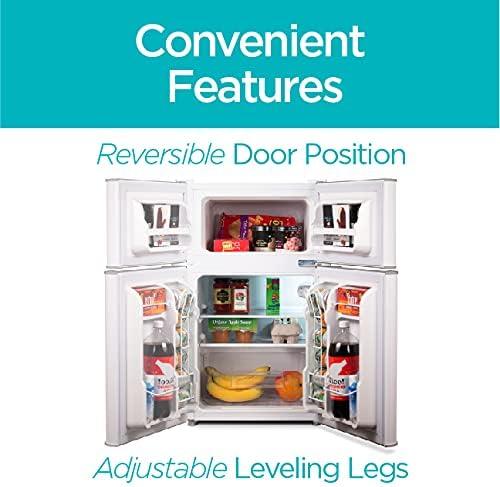 imageBLACKDECKER 31 Cu Ft Compact Two Door Refrigerator with Freezer ENERGY STAR Certified Mini Fridge 09 Cu Ft Freezer Interior Light R600a Refrigerant BCRDK32V VCM Stainless LookWhite