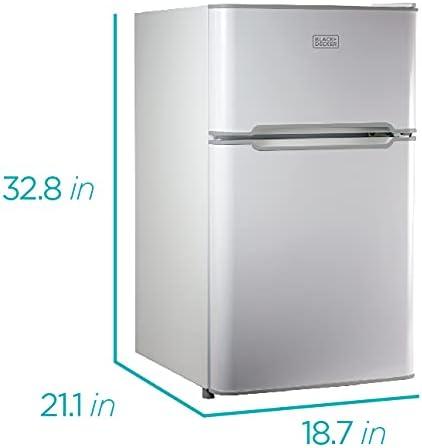 imageBLACKDECKER 31 Cu Ft Compact Two Door Refrigerator with Freezer ENERGY STAR Certified Mini Fridge 09 Cu Ft Freezer Interior Light R600a Refrigerant BCRDK32V VCM Stainless LookWhite
