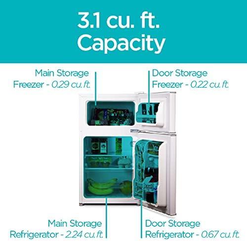 imageBLACKDECKER 31 Cu Ft Compact Two Door Refrigerator with Freezer ENERGY STAR Certified Mini Fridge 09 Cu Ft Freezer Interior Light R600a Refrigerant BCRDK32V VCM Stainless LookWhite