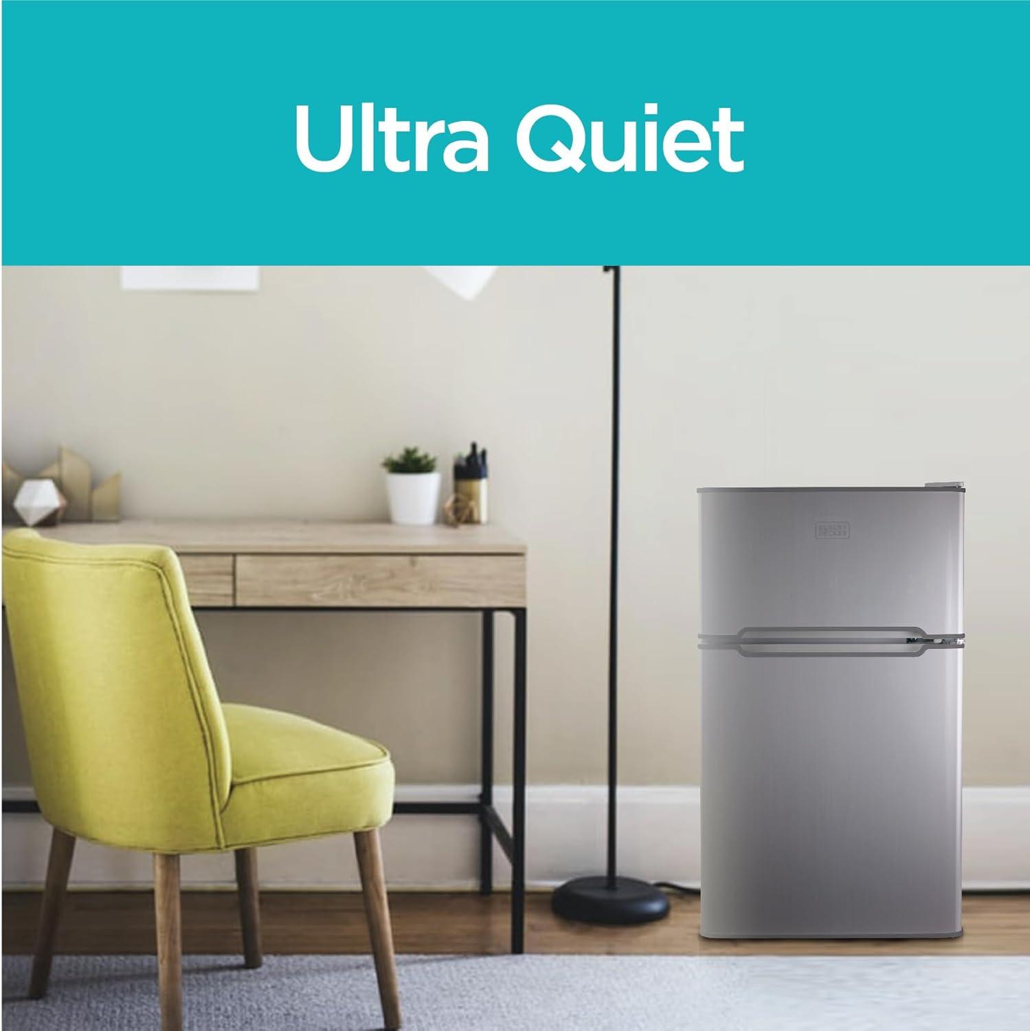 imageBLACKDECKER 31 Cu Ft Compact Two Door Refrigerator with Freezer ENERGY STAR Certified Mini Fridge 09 Cu Ft Freezer Interior Light R600a Refrigerant BCRDK32V VCM Stainless LookVCM