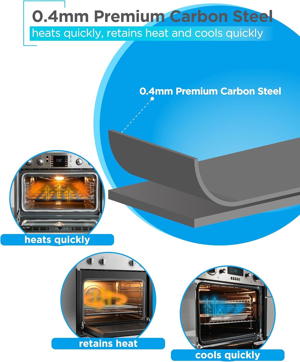 imageBLACKDECKER 3Piece Carbon Steel Baking Sheet Set Includes 13 15 17 Cookie Sheets for Baking 04mm Carbon Steel Baking Pans Set with Ceramic NonStick Coating PFOA amp PTFE Free Black Finish3Piece