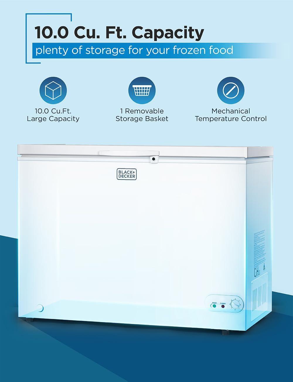 imageBLACKDECKER 50 Cu Ft Chest Freezer Holds up to 175 Lbs of Frozen Food with Organizer Basket10 Cu Ft