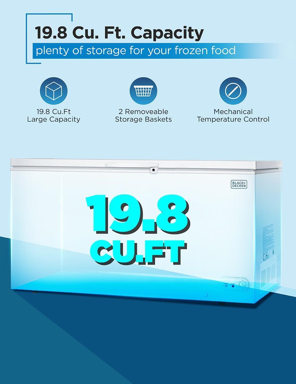 imageBLACKDECKER 50 Cu Ft Chest Freezer Holds up to 175 Lbs of Frozen Food with Organizer Basket198 CuFt