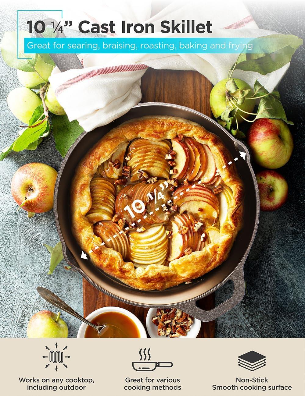 imageBLACKDECKER 5Quart Cast Iron Dutch Oven with 1025Inch Skillet Lid PreSeasoned Cast Iron Cookware with Bronze Finish amp Polished Interior Works on All Cooktops Including Induction Oven amp Grill Safe BDK202BR BronzeSkillet