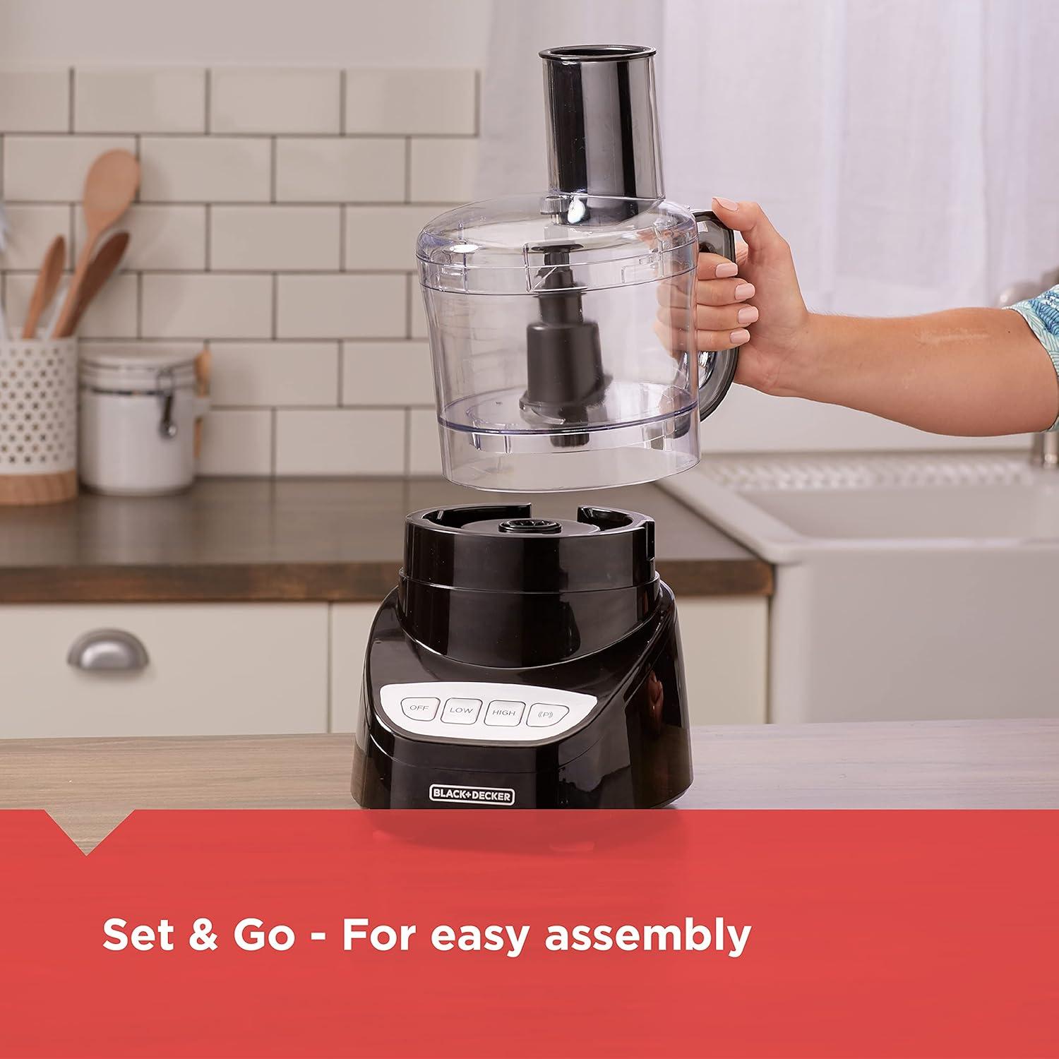 imageBLACKDECKER 8Cup Food Processor Easy Assembly Stainless Steel SBlade Shred Slice Chop Puree 450W MotorFOODGRATER